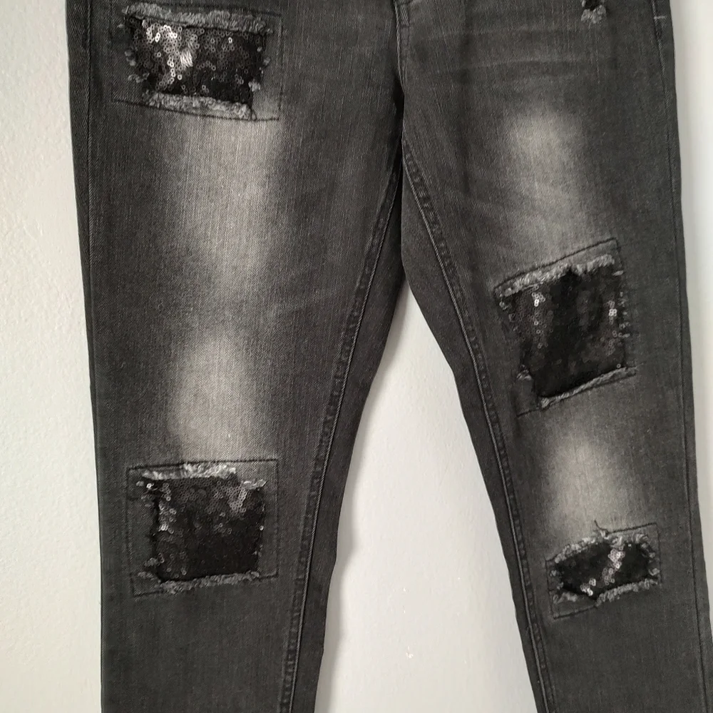 Jeans Dollhouse Womens Juniors Sequinced Distressed  Black Size  5 New With Tag